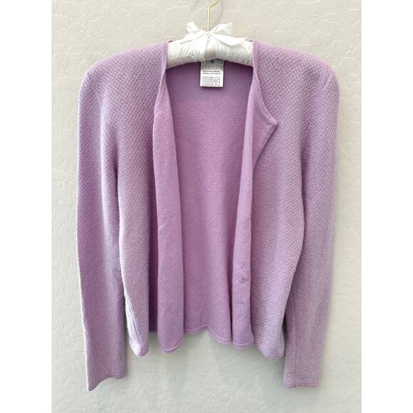 CHANEL | Vintage Lilac Cashmere Cardigan Sweater Made in Britain | Size 40 - Picture 1 of 9